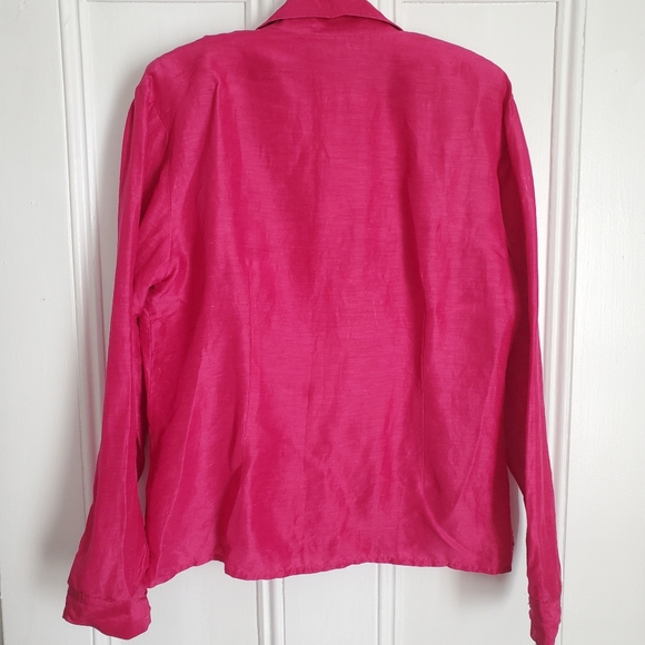 Vintage Hot Pink Silk Linen Button Down Top - Picture 5 of 6